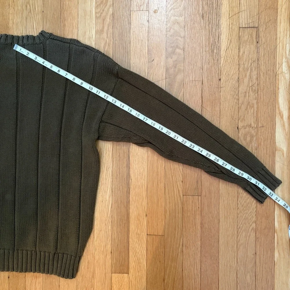 Vintage GAP Olive Green Heavyweight Cotton Ribbed Knit Sweater Size L